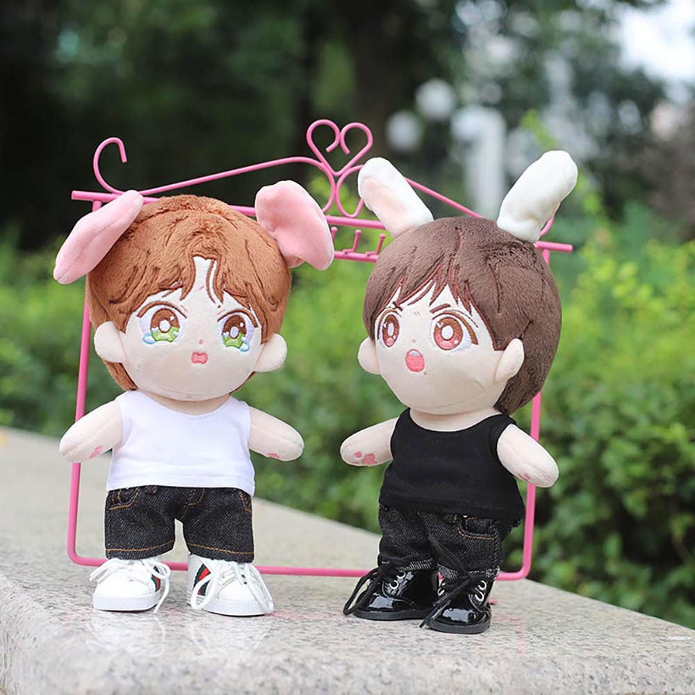 Niannyyhouse Plush Doll Clothes Set (2 Vests) for 20cm Dolls, Solid Color Vest, Baby Doll Clothes, Cotton Doll Clothes (B-20cm)