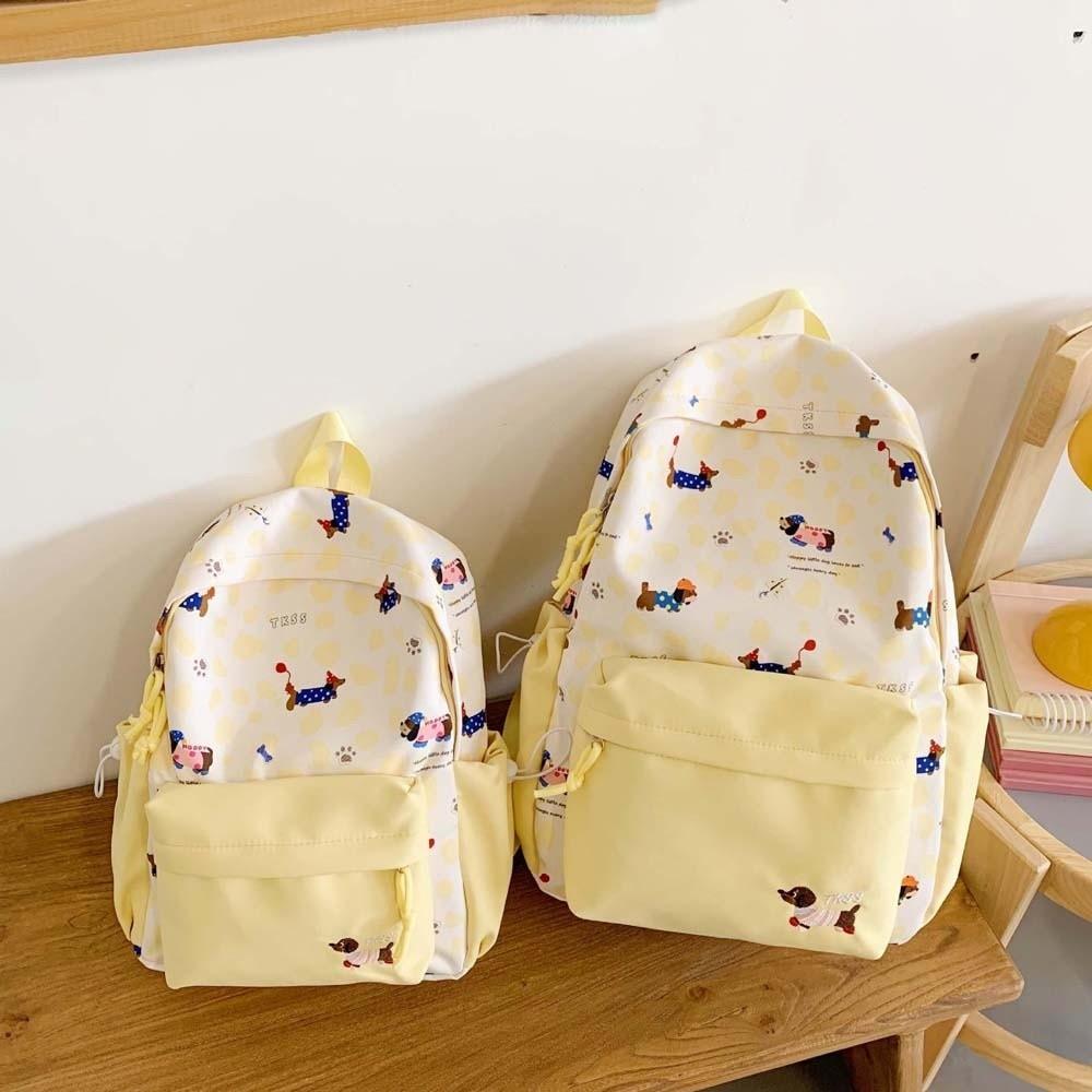 Lässige Schultasche für Studenten Kontrastfarbe Große Kapazität Rucksack Nylon Dackel Rucksack Sport