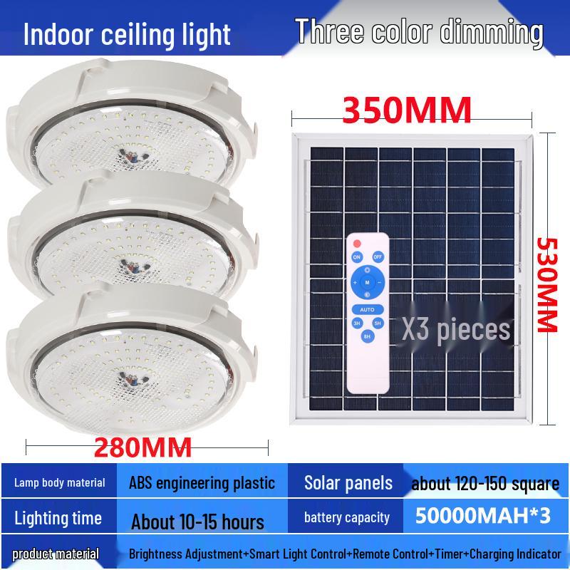 LED Solar Ceiling Light for Bedrooms, Living Rooms, Indoor and Courtyard Spaces - One-to-Two/Three/Four/Five/Seven Light Options