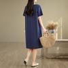 Short Sleeve Plus Size Cotton Vintage Embroidery New In Dresses for Women Casual Loose Midi Summer Dress