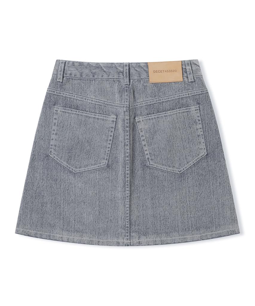 Deketeuumeon [Velvet Denim] Velvet Mini Skirt Dcsk007Fogblue