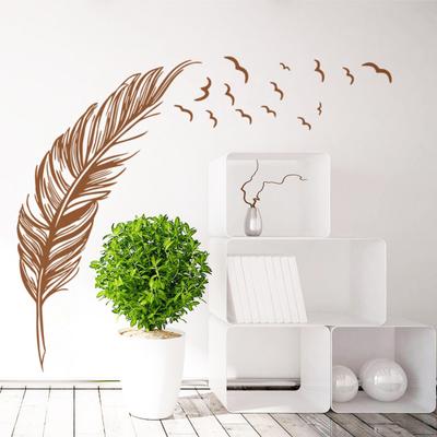 Vogel Feder Klebstoff Wand Aufkleber Wasserdichte Kunst Wandbild Aufkleber Hause Schlafzimmer Dekor
