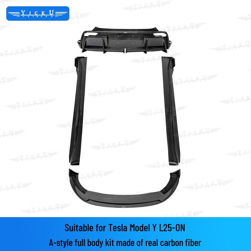 Tesla Model YL CMST Style Real Carbon Fiber Front & Rear Lip Hood Kit