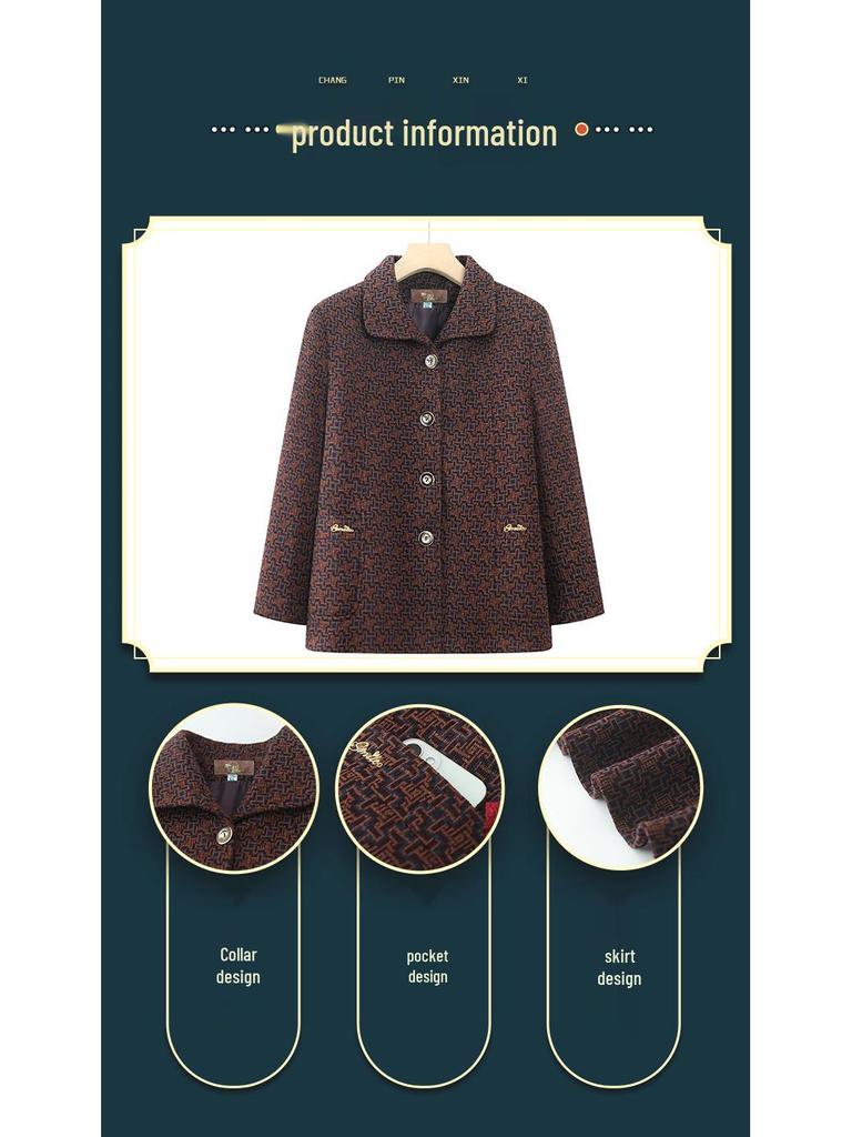 Grandma's Spring Loose Cardigan: Women's Elderly Lapel Top for Mom - New Seasonal Outerwear