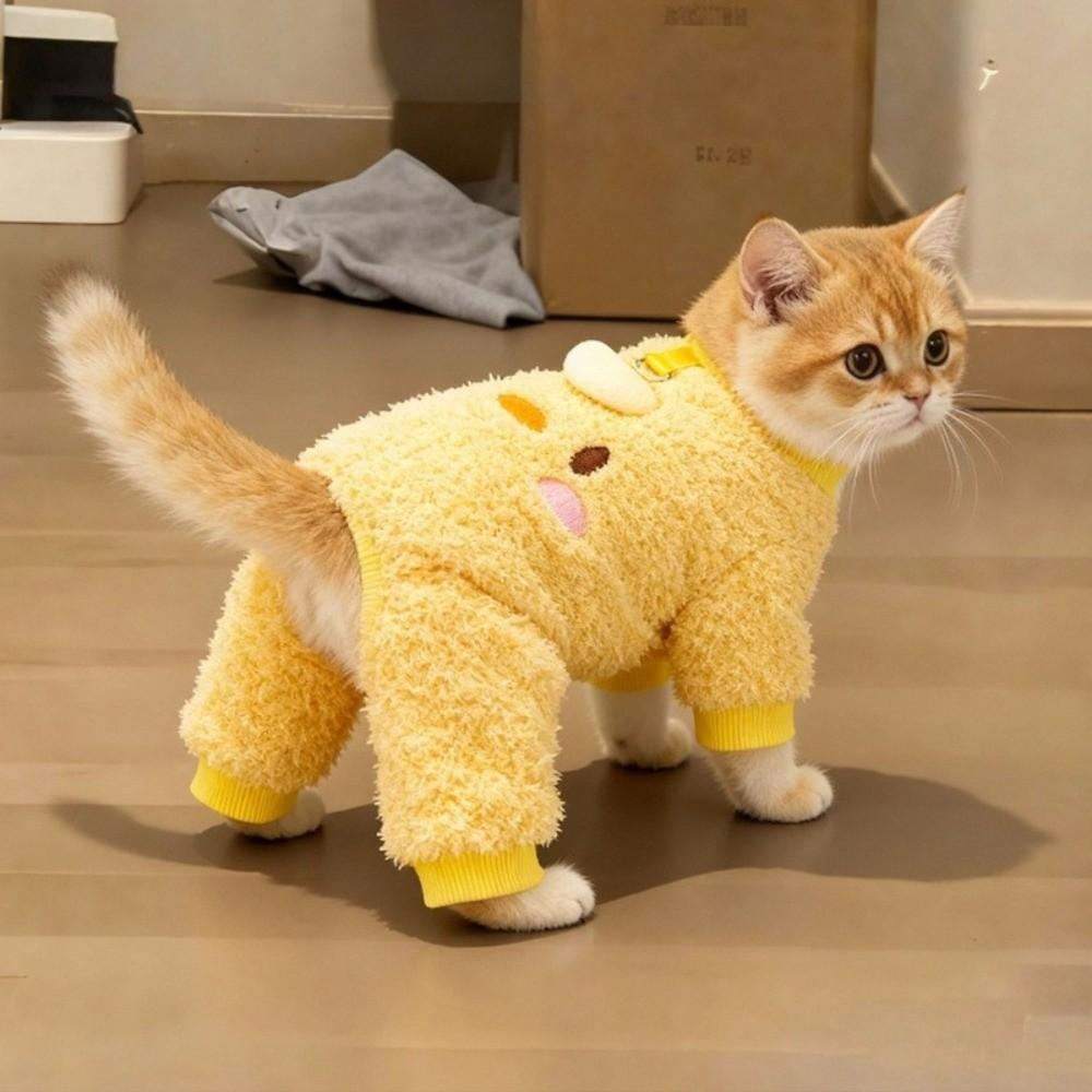 Cozy Dog Plush Jumpsuit Soft Fleece Winter Dog Clothes Four Legged Plush Coat  Daily Walk