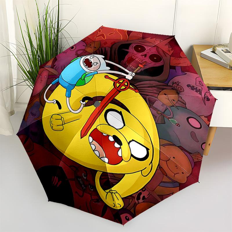 

1pc Adventure Time Outdoor Umbrella - Automatic Opening/Closing, Portable 3-Fold Design, 8-Rib Iron Frame - Perfect Gift for Fans, Travelers, Eve