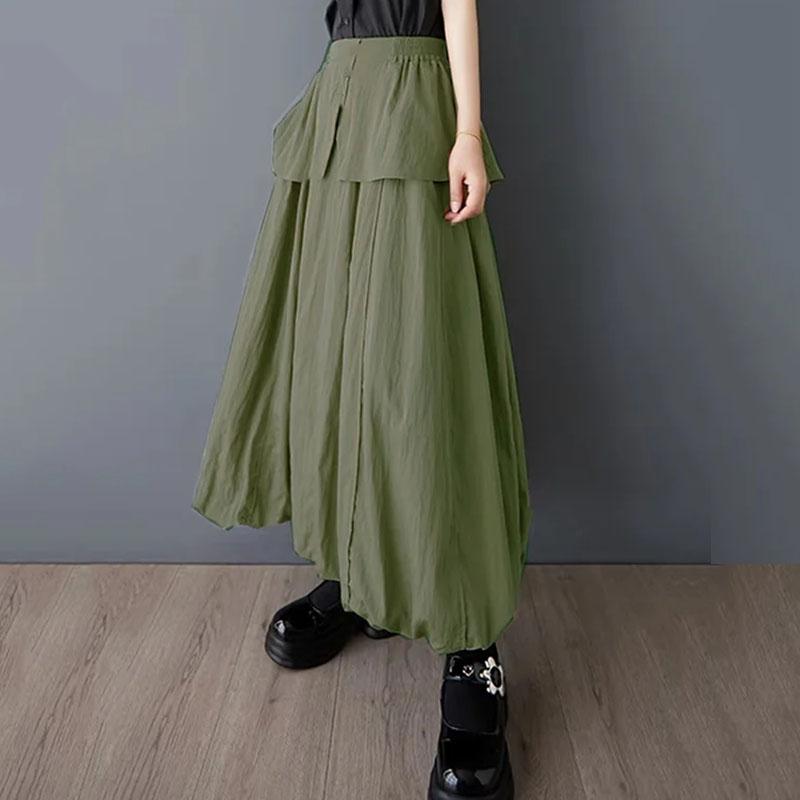 Xitao Bud Button False Two Pieces Skirt ZMY1192