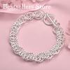 925 Sterling Silver 8-inch Exquisite Woven Bracelet, Fashionable Men's and Women's Party Jewelry, Hip-hop Accessories
