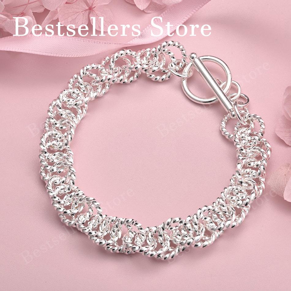 925 Sterling Silver 8-inch Exquisite Woven Bracelet, Fashionable Men's and Women's Party Jewelry, Hip-hop Accessories