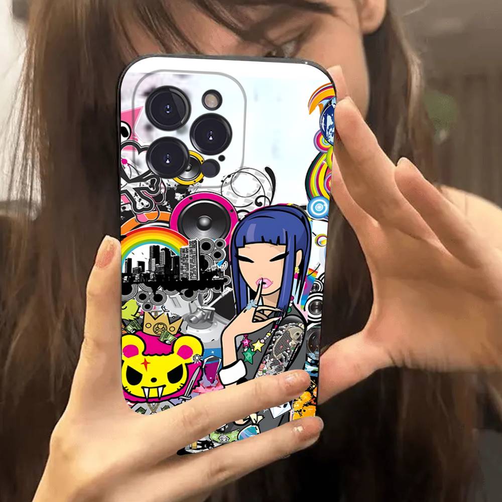 Character T-tokidoki Phone Case For Iphone 17 16 15 14 13 12 11 Pro Max Plus Black Shell Cover Case
