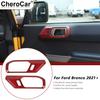 2PCS  Interior Door Handle Decor Cover Trim for 21+ Ford Bronco Red Carbon Fiber