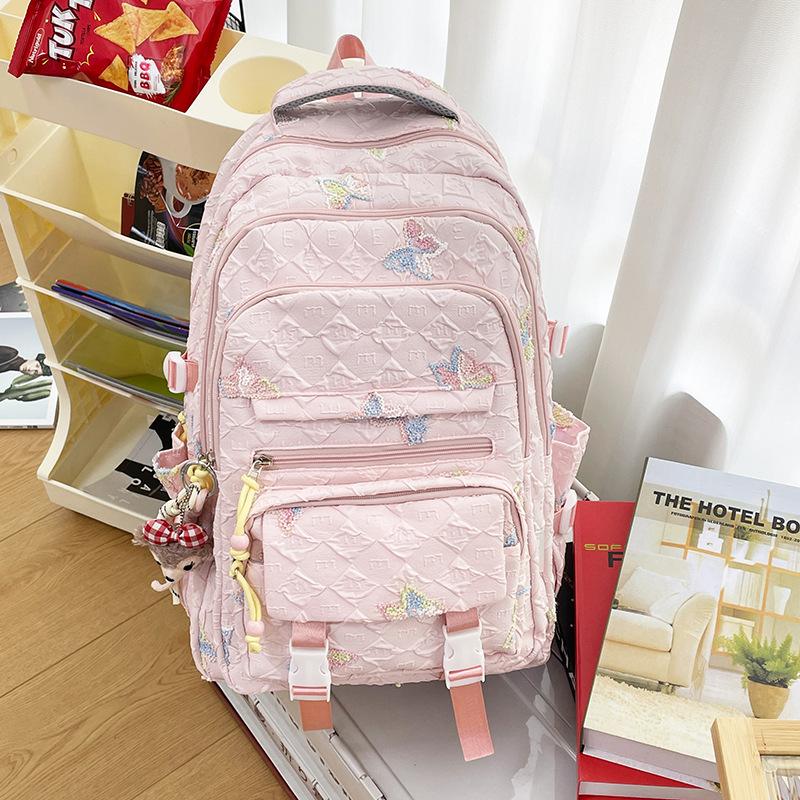 Schoolbag Female Junior High School Students' High capacity High School Students' Backpacks Are High Value  Light and Simple Backpacks.