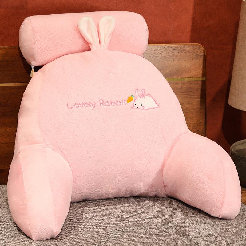 Bedhead Backrest Pillow Dormitory Reading Pillow Pregnant Women Protect Their Waist Plush Cartoon Pattern Seat Cushion with Zipper