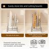 Multi-layer Pot Lid Rack Rustproof Stainless Steel Chopping Board Organizer with Drainage Tray Space Saving Pot Cover Shelf