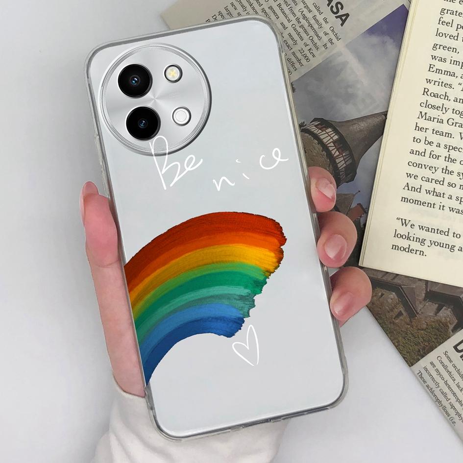 Phone Cover For Vivo Y100 (IDN) Y38 Y200e Y28 V40 Lite V30e Bumper Soft TPU Silicone Protective Anti Drop Fashion Rainbow Clear Cases For Vivo Housing