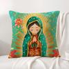 Our Lady of Guadalupe Cushion Cover Natural Linen Organic Fabric DoubleSided Printing Sofa Home Decor Gift Pillow Cover