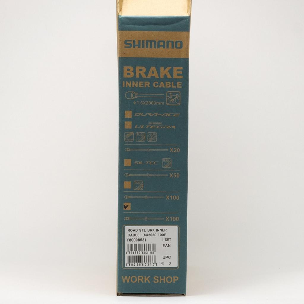 Shimano Steel Brake Inner Cable Box X for Road Y80098531 (1.6mm 2050mm/100 Cables) Bikes,