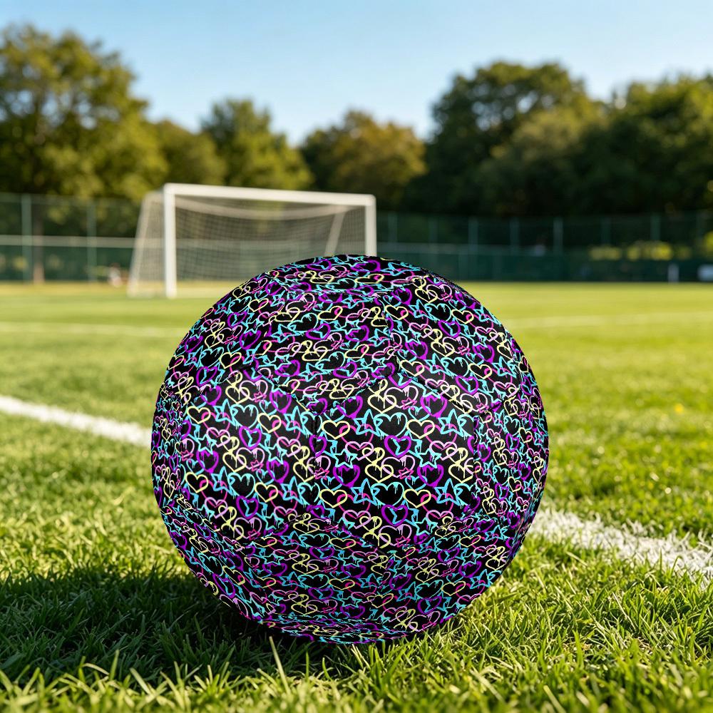 1pc Neon Hearts Stars Size 5 Soccer Ball Professional Match Training Football Indoor &Outdoor Sports Ball Lightweight Durable m6539