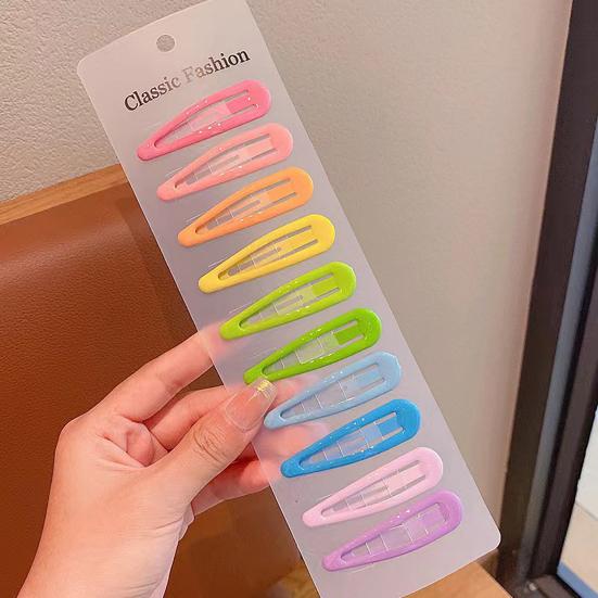 10Pz Fermagli per Capelli da Bambina Design Goccia d'Acqua Cuore Triangolo Colori Caramella Clip Laterali per Ciuffo Accessori Decorativi per Capelli
