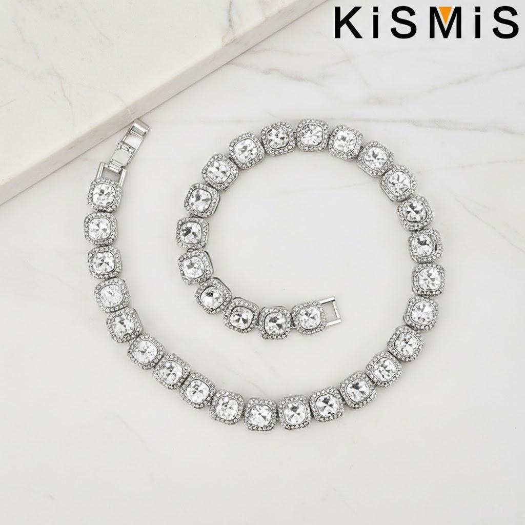

1PC Man Glass Necklace 55cm Square Gold Black Silver Chain Heavy Metal Punk Cuban Necklace серебряный