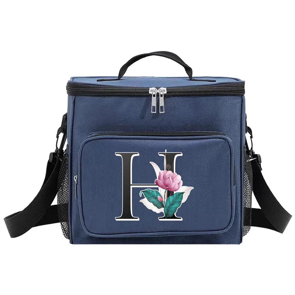 Insulated Lunch Bags Cooler Box Thermal Organizer Handbag for Student Waterproof Camping Storage Boxes Whitemarble Pattern