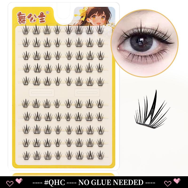 10 Rows Cluster Cat Eye No Glue Lashes Reusable Self Adhesive Glue Free Eyelash Natural Lash Manga Anime Lashes Cluster