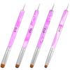 4 Pcs French Manicure Brush Gel Acrylic Nail Brushes Nail Art Brushcure Tool With Dotting Tool Double-Ended Art Pen for Manicure Cuticle Clean Up