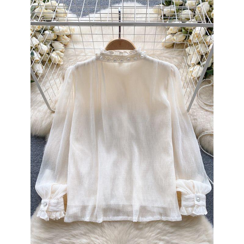 Retro Autumn Lace Lace Loose Long Sleeves Shirt