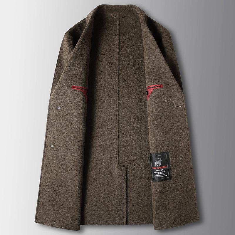 Autumn and Winter Medium and Long Wool Trench Coat Middle-aged and Young Business Double-sided Woolen Solid Color Casual Thick Coat