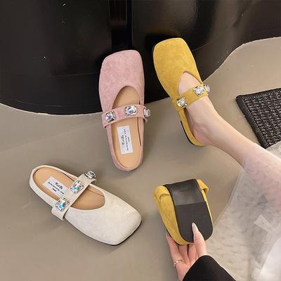 Baotou Half Slippers Women's Outer Wear French Flat-bottomed Gentle Evening Sandals Summer 2025 New Sandals Muller Shoes