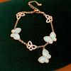 Zircon Butterfly Pendant Bracelet Women Minimalist Chic Sweet Punk Style Gold-Tone Chain With Colorful Accents