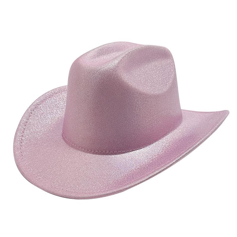 Halloween Party Colorful Cowboy Hat White Men's and Women's Light Cowboy Hat, Pink Cold Light Symphony Laser Hat