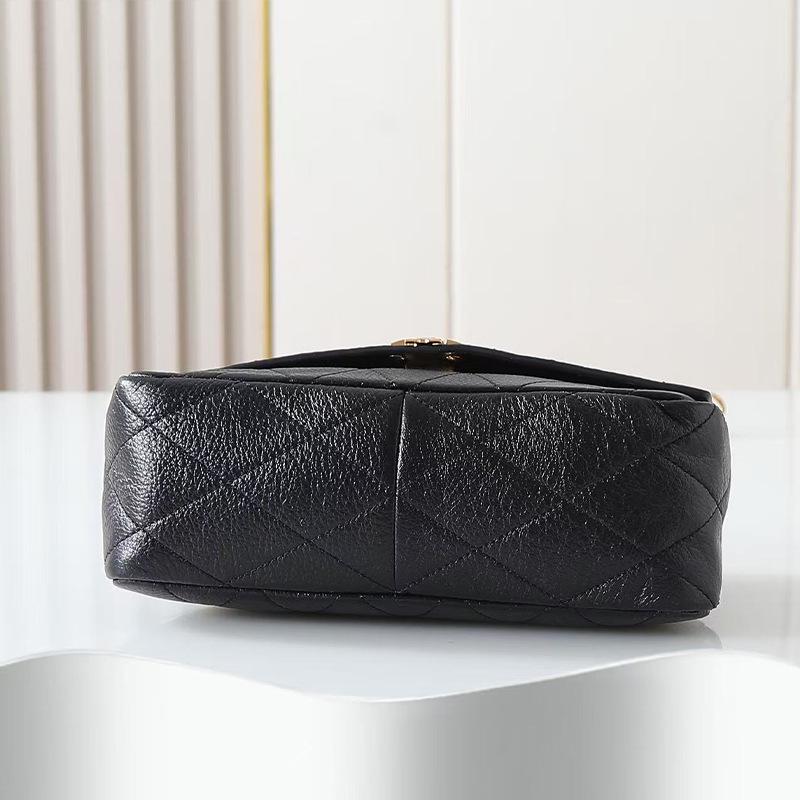 Charlies Damen Rautenketten-Rindsleder-Klapptasche - Lässige Einzel-Schulter-Crossbody-Tasche