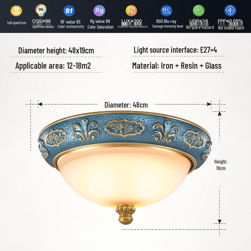 European Retro Dimmable LED Ceiling Light for Hallway, Balcony, or Bedroom