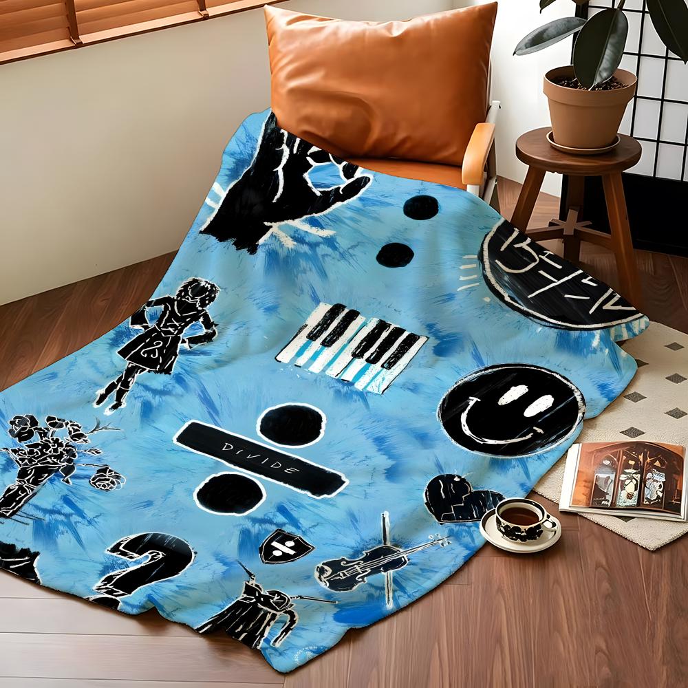 Music E-Ed S-Sheeran Throw Flannel Cozy Print Blanket, Portable, Durable Machine Washable Cute Cool
