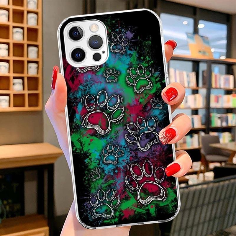 

Dog Footprint Paw Cute Cover Phone Case For iPhone 16 17 Air 15 14 Pro Max 16E Phone Case 13 Mini 12 11 7 SE 8 Print Pattern Fit iPhone 14 Plus