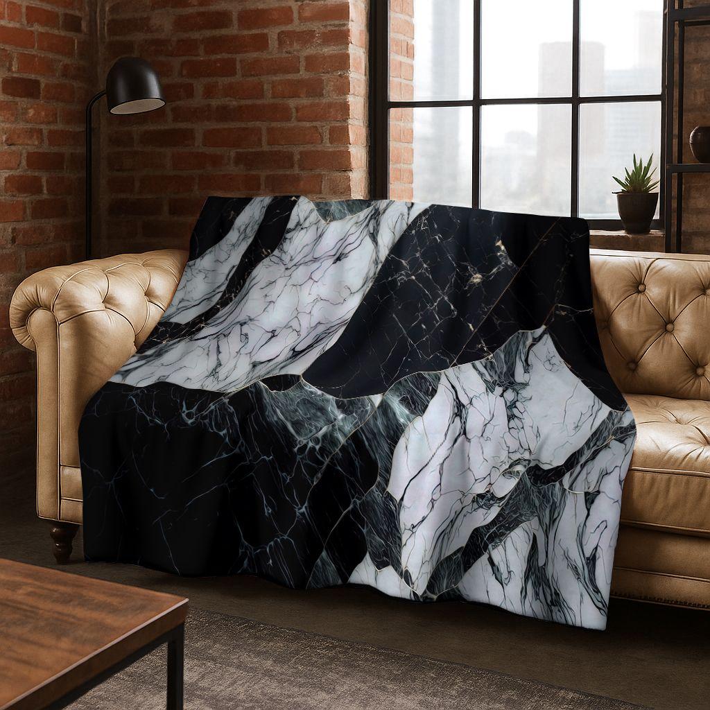 Luxurious Black Green Gold Marble Colorful Stone Texture Art Flannel Blanket,Cozy Soft Throw Blanket for Home Bedroom Bed Sofa