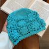 Hollow Crochet Flower Hat Handmade Beanies Cap Casual Knit Basin Caps  Ladies