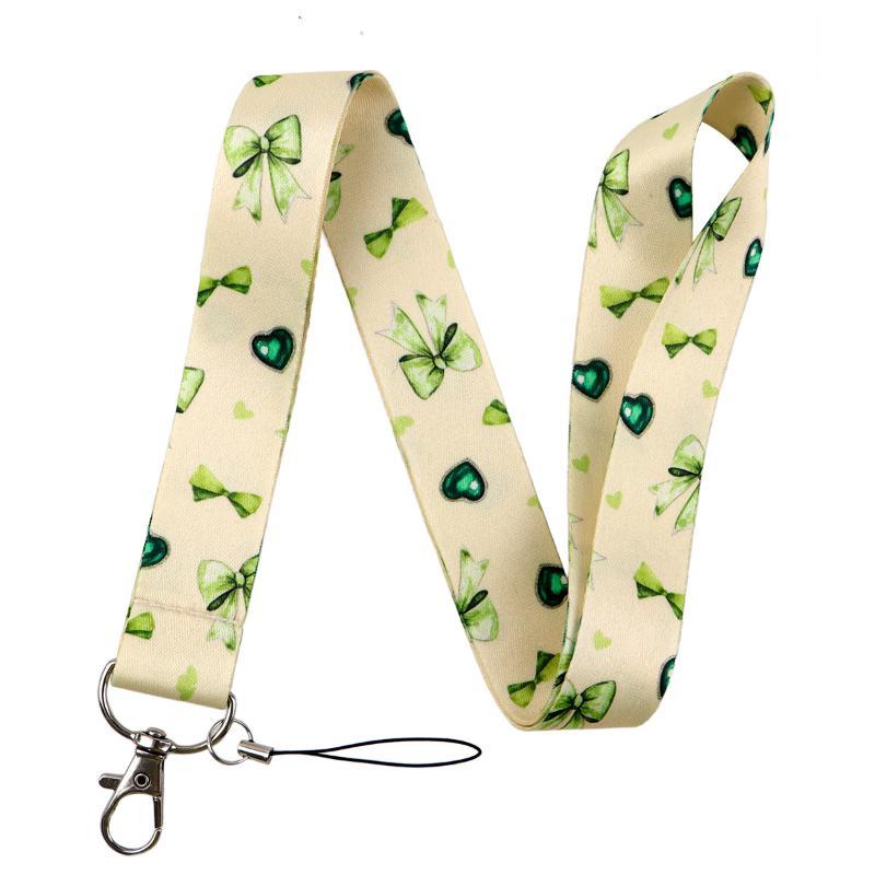 Cute Bow Pattern Lanyard with Clear ID Badge Holder Detachable Durable Strap for Outdoor Activity Pass Office Work Use