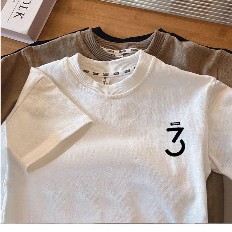 Boys' Trendy Cool 2025 Summer Korean-Style Short Sleeve Cotton T-Shirt for Kids
