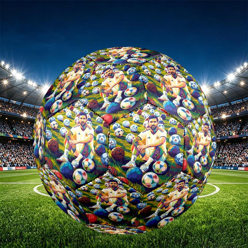 football player Print Size 5 Soccer Ball, PU Wear Resistant Football for Match Training and Daily Practice, Birthday Gift for Soccer Fans
