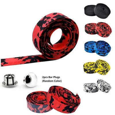 2Pcs Road Bike Handlebar Tape Camouflage Cycling Wrap Wicking Tape Damping Stretch Absorb Sweat Anti-Slip Handle Bicycle Belt