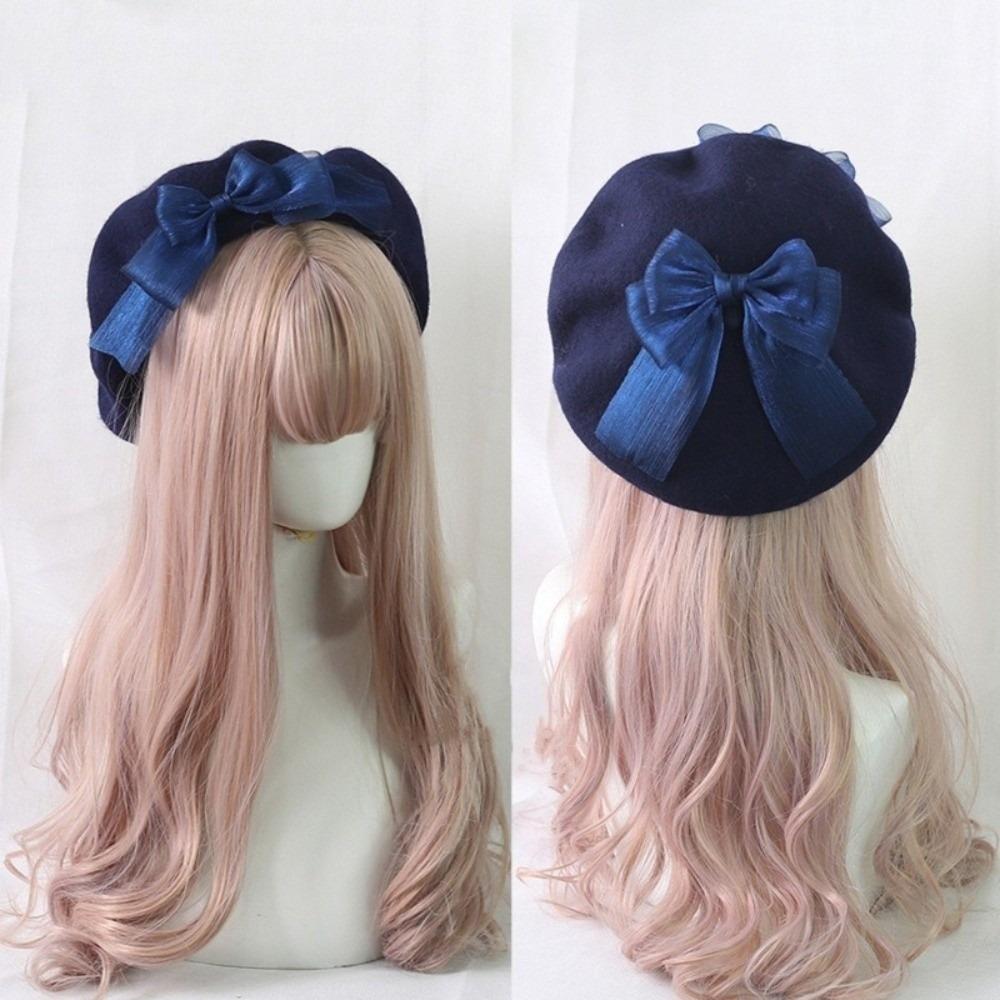 Multicolor French Artist Hat Ribbon Bowknot Lolita Cosplay Cap Chic Beret Hat for Girls