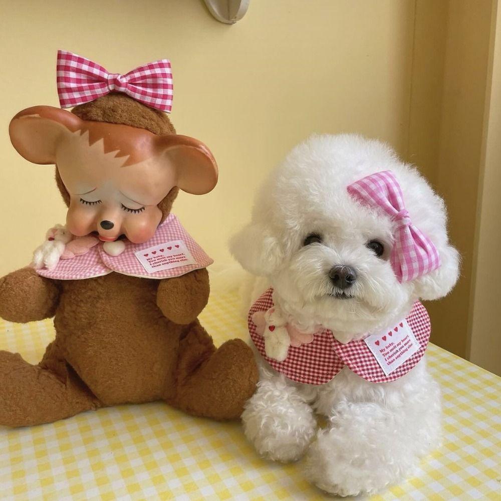 Lovely Cat Scarf Bowknot Pet Cloak Cute Pet Bibs Hair Clip Set Pet Party Supplies