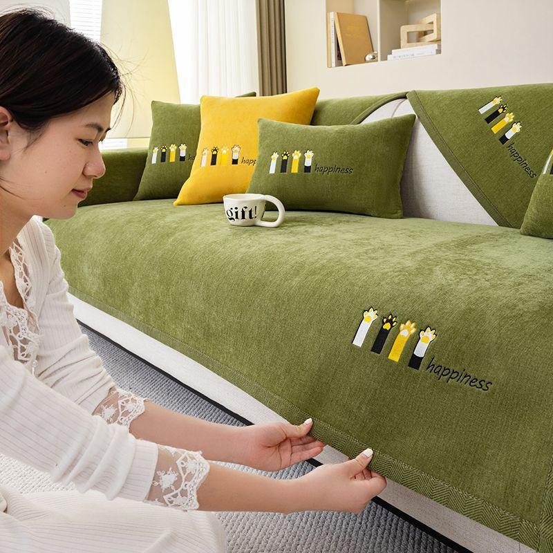 Universal Four Seasons Chenille Sofa Cover Anti-Pet Scratching Couch Protector Mat Wrap Side Living Room Carpet Defense