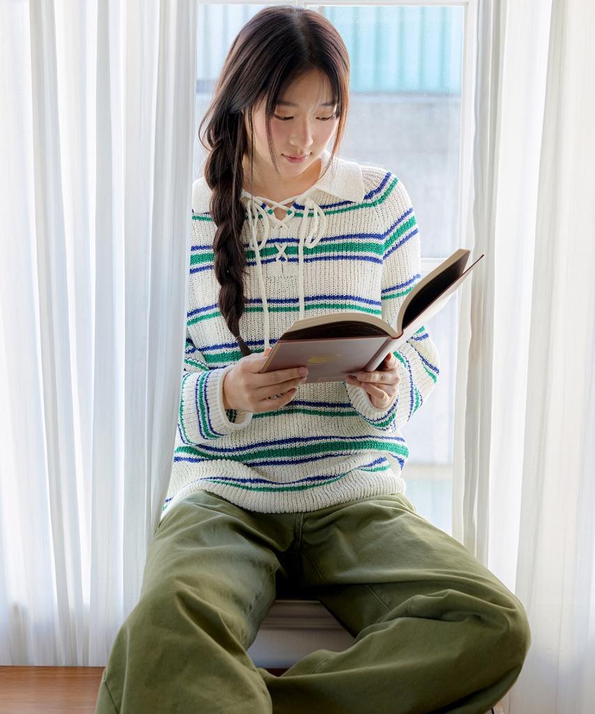 Ollibeudeollibeu Neckstrap Striped Pullover Ok6Mp3190