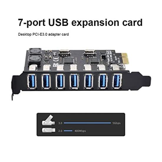 Cablecc 7 Port to HUB PCI Express Expansion Card Adapter 5Gbps for Motherboard PCI-E USB3.0
