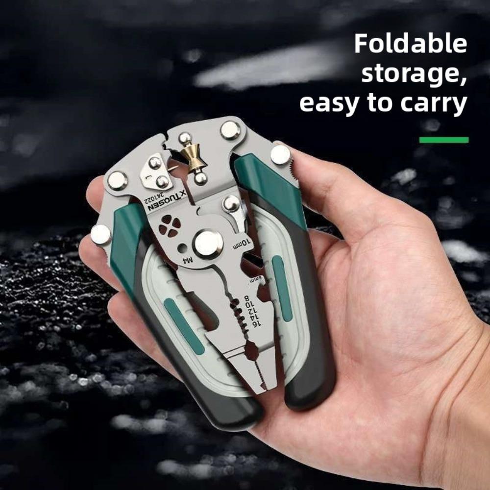 Foldable Multifunctional Lightweight Wire Stripping Pliers 12in1 for Cutting Pressing Winding Household Electrical Use Durable