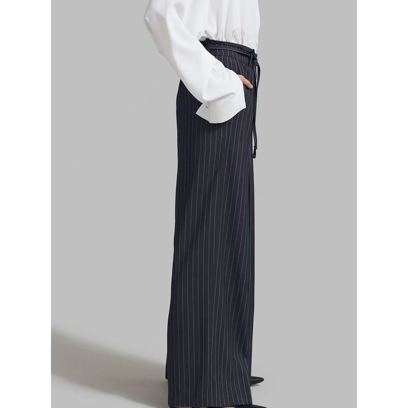 European and American Fashion High Waist Stripe Loose Drape Casual Suit Pants High Waisted Striped Pants