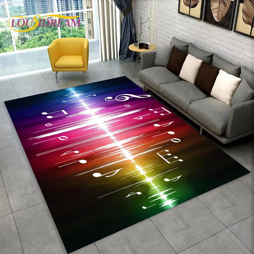 3D Müzik Nota Piyano Sanat Alan Kilim Büyük, Oturma Odası Yatak Odası Kanepe Paspas Dekor için Halı Kilim, Çocuk kaymaz Zemin Mat